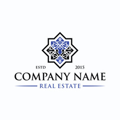 Letter RR persian ornament Home concept logo design vector template