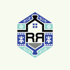 Letter RR persian ornament Home concept logo design vector template