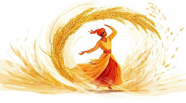 Vector illustration of beautiful and happy golden wheat ears, concept banner design for national festival celebration on Guyana Republic Day and Amrit investigates translucent colors on bios stick