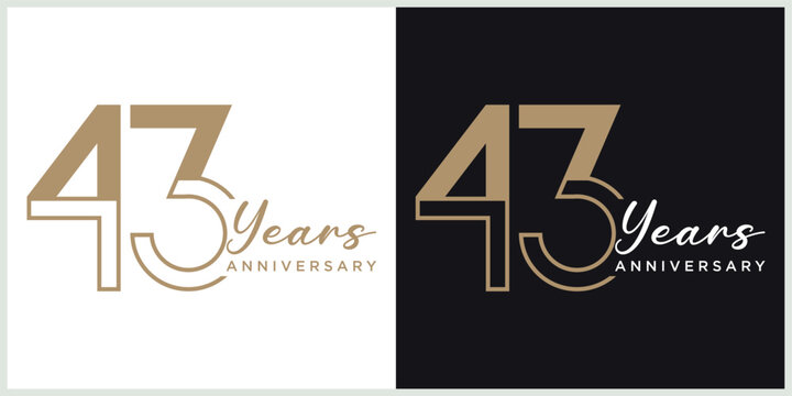 anniversary 43th logotype vector with brown and white color for special celebration day