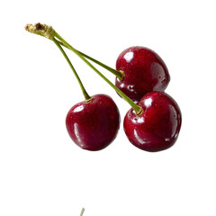 three cherries isolated on white background