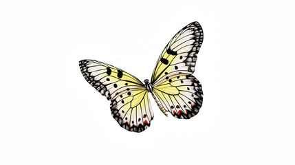 Obraz premium a beautiful butterfly with white and yellow wings on a transparent background, PNG image, PNG file, Generative art.