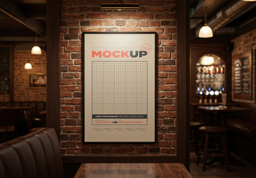 Poster Frame Mockup in Pub