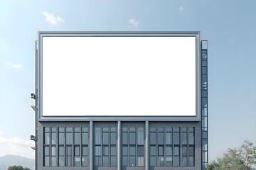 Obraz premium Empty billboard on a minimalist modern building facade