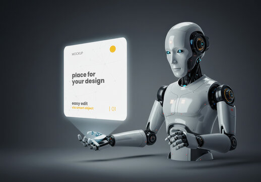 Robot Projecting Hologram Mockup