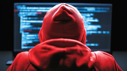 Cybersecurity threats victim's computer screen displaying fake antivirus warning dark room digital art