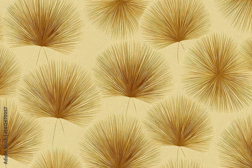 Poster golden fan-shaped patterns create a vibrant and elegant decorative backdrop for interior design proj