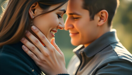 Fototapeta premium man and a woman smile at each other