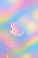 Obraz premium there is a single flower that is standing in front of a rainbow