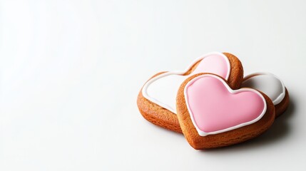 Baking heartshaped cookies with pink and white icing home kitchen food photography cozy setting sweet treats