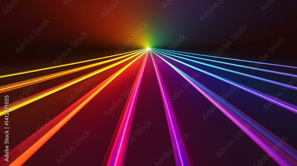Poster spectrum of neon lights converging into a single point