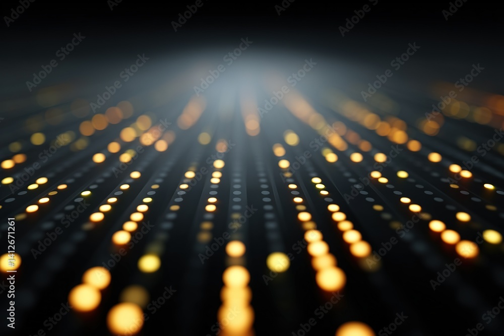Poster bright dots illuminate a dark backdrop in a captivating display of light patterns and depth
