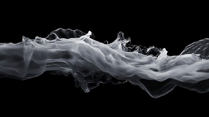 Fototapeta premium Abstract Monochrome Wave Floating on a Black Canvas Backdrop Artwork