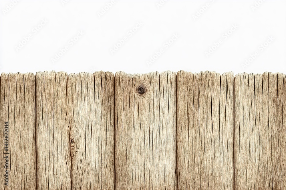 Poster rustic wooden fence with a natural weathered finish against a white background creating a calm and s