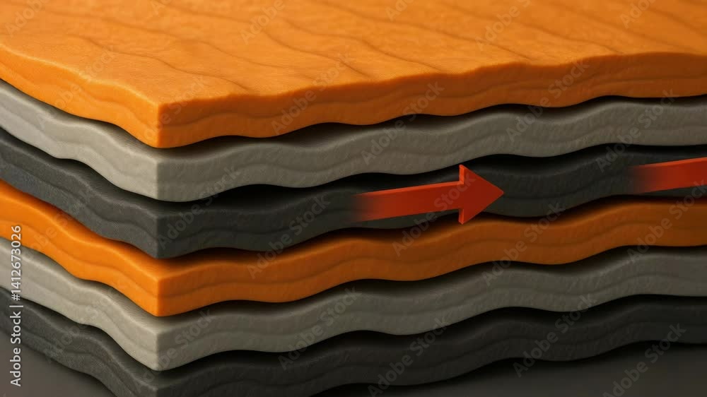 Aufkleber layered materials simulation in engineering design features textured surfaces in orange, showcasing 