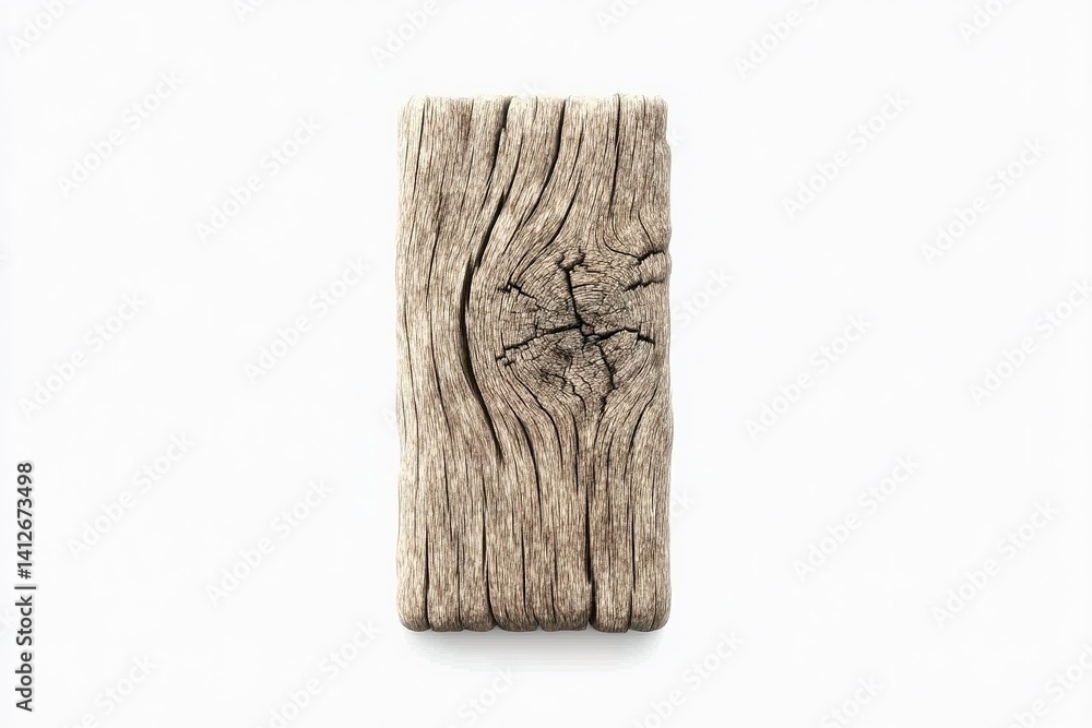 Aufkleber rustic wooden plank with intricate texture and natural patterns displayed against a white background