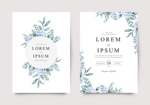Watercolor floral set for wedding invitation template