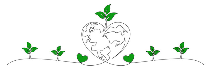 world environment day continuous line art style vector 2