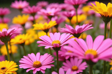 Fototapeta premium field of colorful flowers in the middle of a field