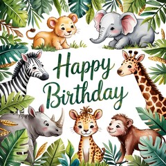 Animals Backdrop Cartoon Jungle Forest Lake Waterfall Wild Animals Photography Background for Birthday Party.Kids Boy Girl Baby Shower Photoshoot Kids Game Props, African Wild Animals Sunset.