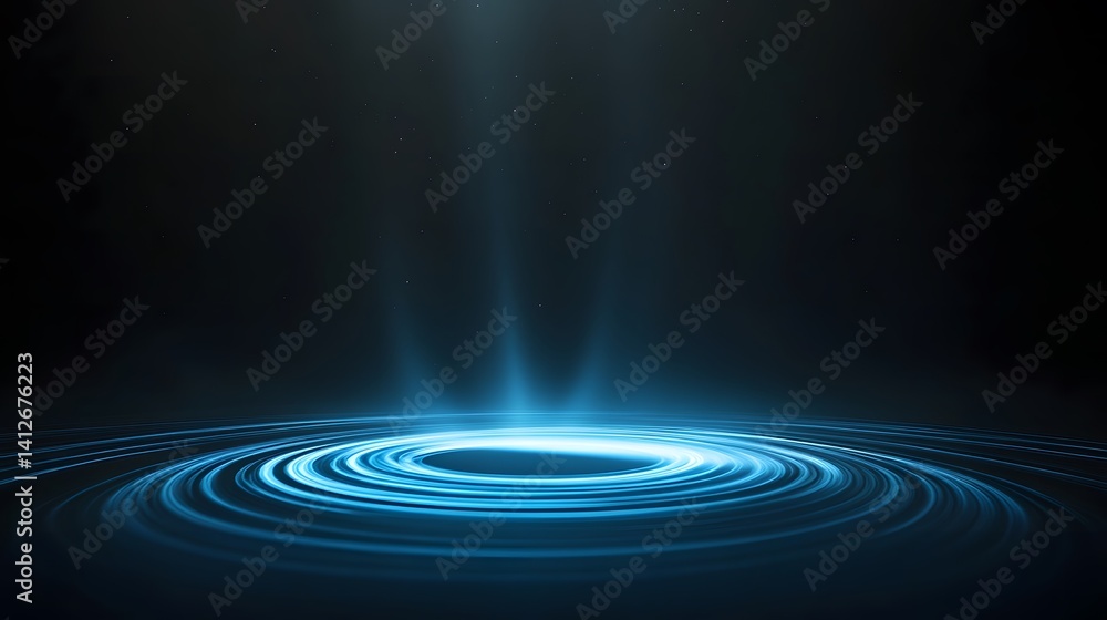 Poster abstract image of concentric circles with light beam