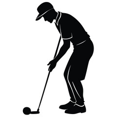 Golf element vector, Silhouette of a golfer bowing or tipping hat after game
