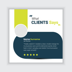 Client rate, testimonial design, and social media post design template.