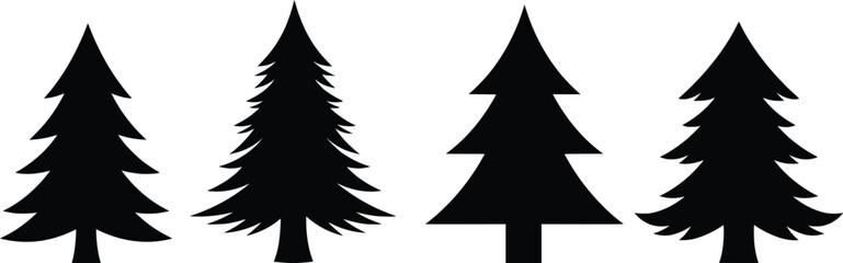 Obraz premium Diverse silhouettes of pine trees showcasing nature's distinct beauty