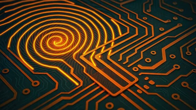 Innovative Circuit Technology Captivating Fingerprint Design and Abstract Patterns in Electronics Simulation