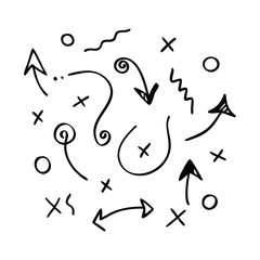 Obraz premium Fun Black Doodle Arrows and Shapes