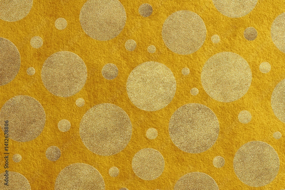 Poster golden polka dot pattern on vibrant yellow background creating a cheerful and playful ambiance for d