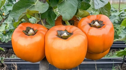 Ripe persimmons on a tree