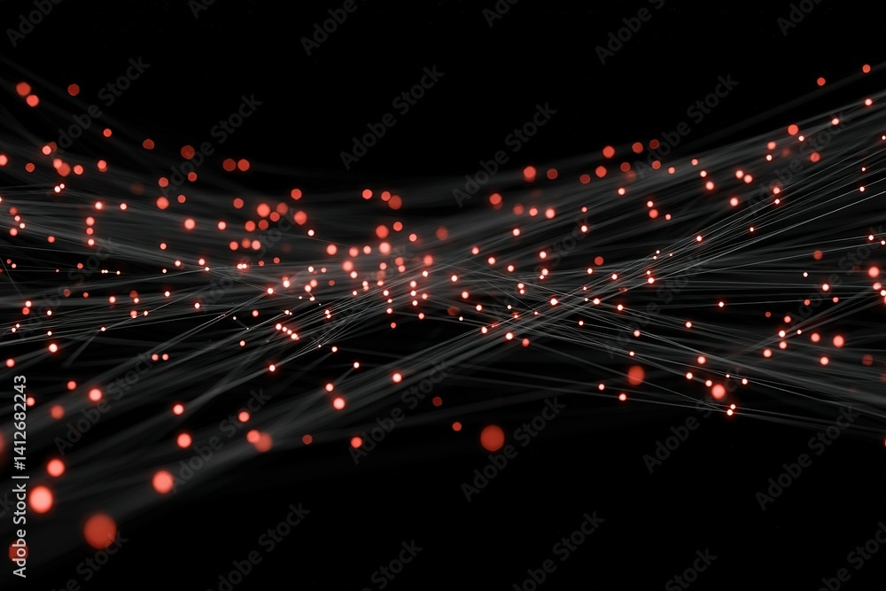 Poster colorful glowing particles create a mesmerizing wave effect in a dark environment during a digital a