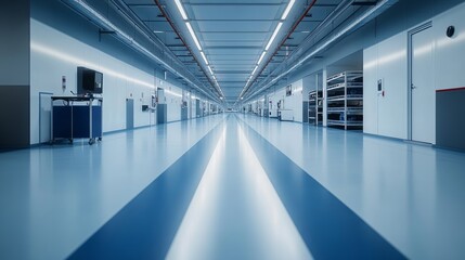 Obraz premium Eco-friendly materials are woven at a sustainable textile factory that utilizes renewable energy in a clean, minimalist environment