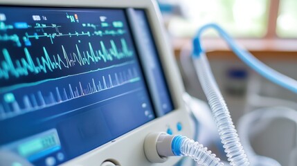 Neonatal ventilator in silent operation with soft lighting in pediatric unit