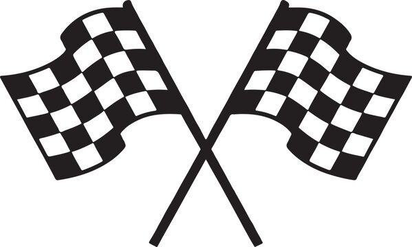 Two crossed checkered Flag NASCAR silhouette. Racing flag vector, Racing start and finish checkered flag silhouette vector