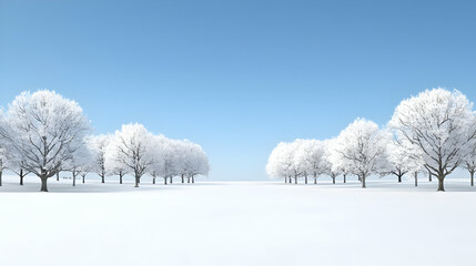 Obraz premium Snowy Trees In A Winter Landscape Under A Clear Blue Sky