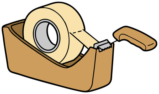 beige tape dispenser with tape roll clip art preview