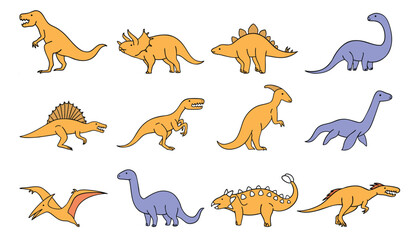 Set of Dinosaur Illustration in Children Style