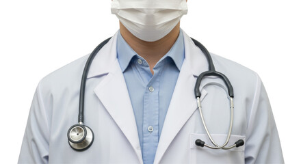 Isolated Doctor in White Coat with Stethoscope