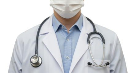 Isolated Doctor in White Coat with Stethoscope