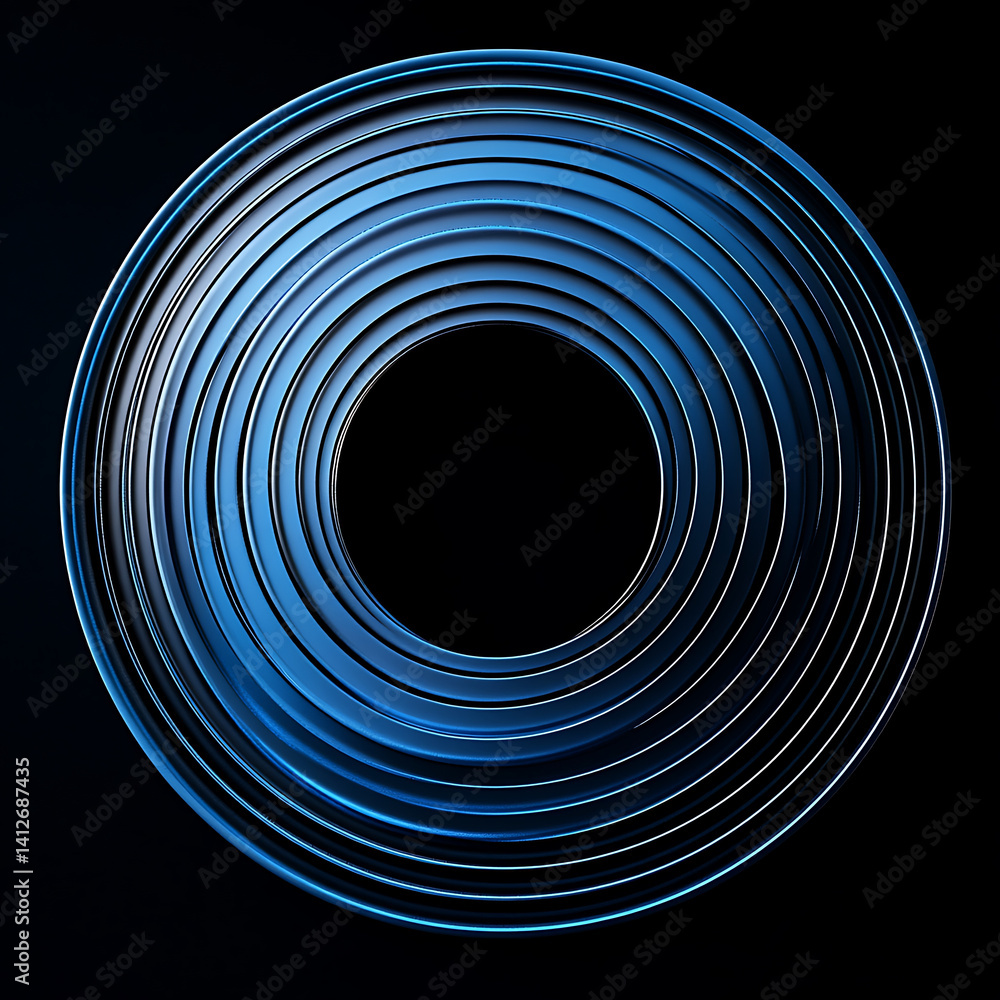 Aufkleber elegant concentric circles with minimalist design in blue create striking visual effect against dark