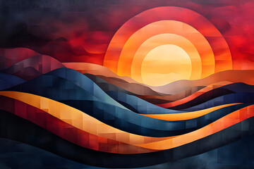 hot air balloon at sunset