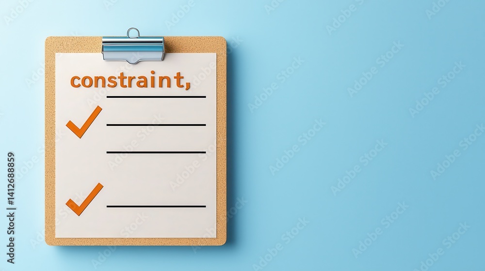 Poster clipboard with checklist on blue background for task management