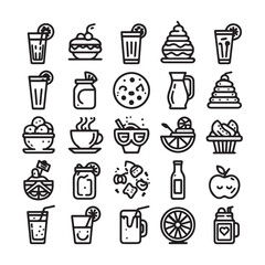Drink thin line icons collection. Editable stroke. shilhouette vector white background