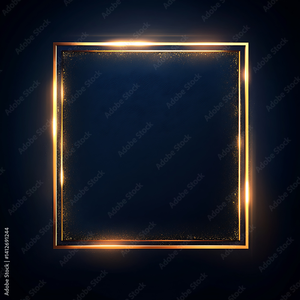 Poster minimalist photo frame with elegant gradient border, featuring dark background and glowing edges tha
