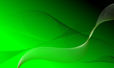 green light business lines wave curves on soft gradient abstract background