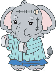 Cute Elephant vector icon. Funny baby Elephant animal series stock illustration. Life of fluffy Elephant designs.