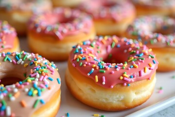 Freshly Baked Donuts with Colorful Sprinkles