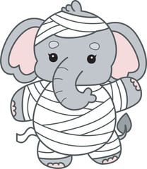 Cute Elephant vector icon. Funny baby Elephant animal series stock illustration. Life of fluffy Elephant designs.
